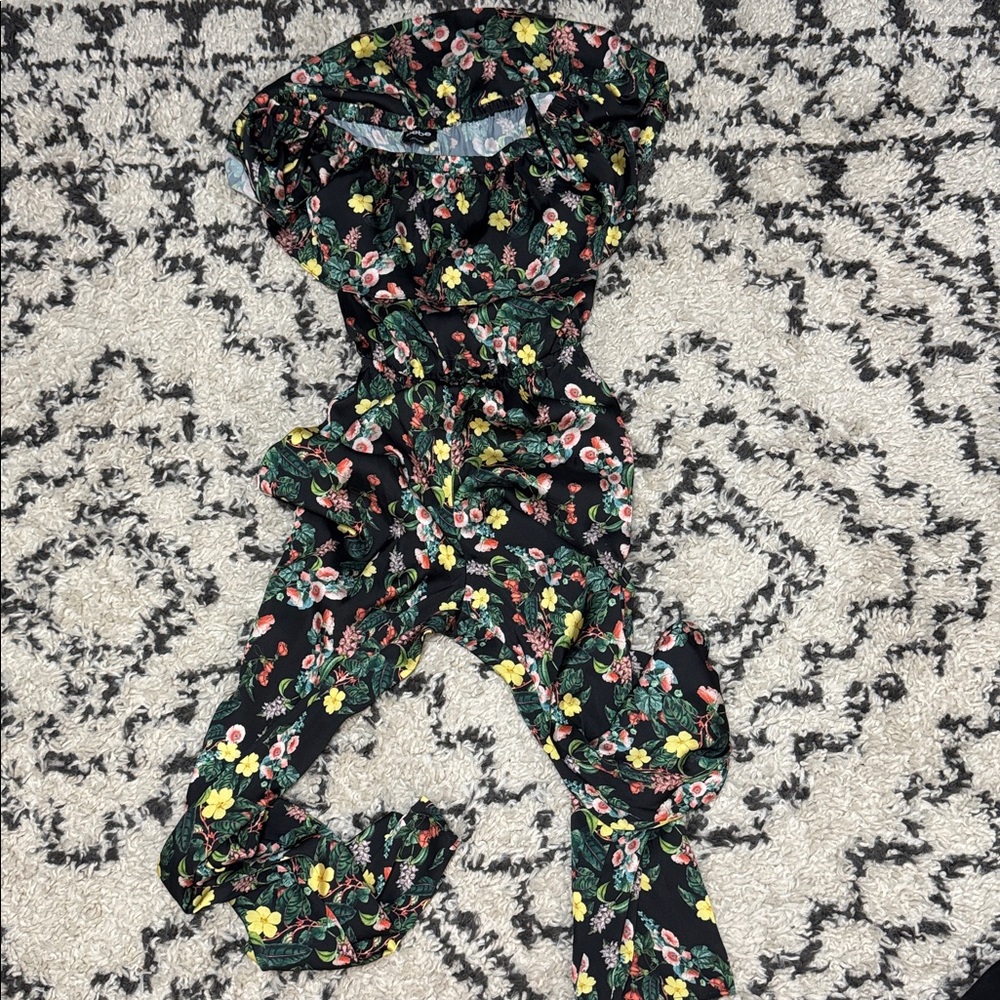 bebe Floral Black Jumpsuit